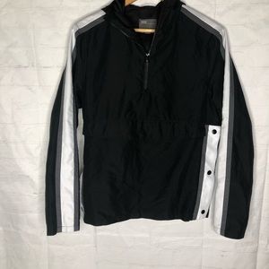 ASOS Mens 1/4 Zip Windbreaker Hooded Pullover Jacket Black XS